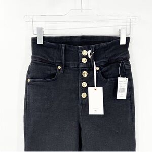 NWOT Good American Good Waist Exposed Button Skinny Jeans 24 in Black001